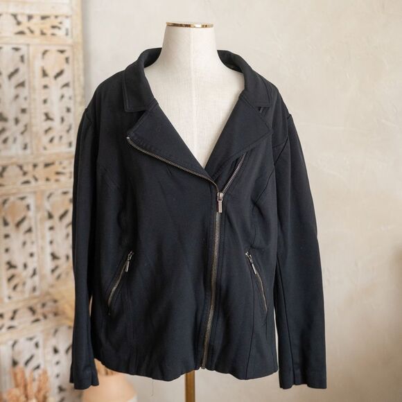Lane Bryant Black Knit Moto Jacket‎ size 28 - Picture 4 of 12